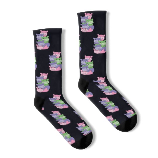Trigender Flag Pride Lgbtq Cute Hippo Socks