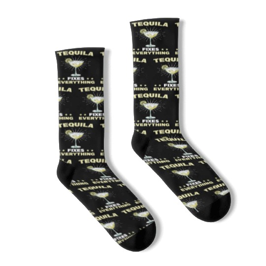 Tequila Fixes Everything Alcohol Cinco De Mayo Socks