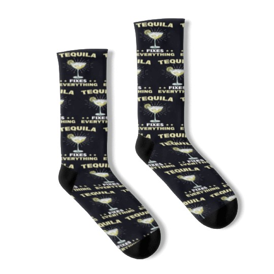 Tequila Fixes Everything Alcohol Cinco De Mayo Socks