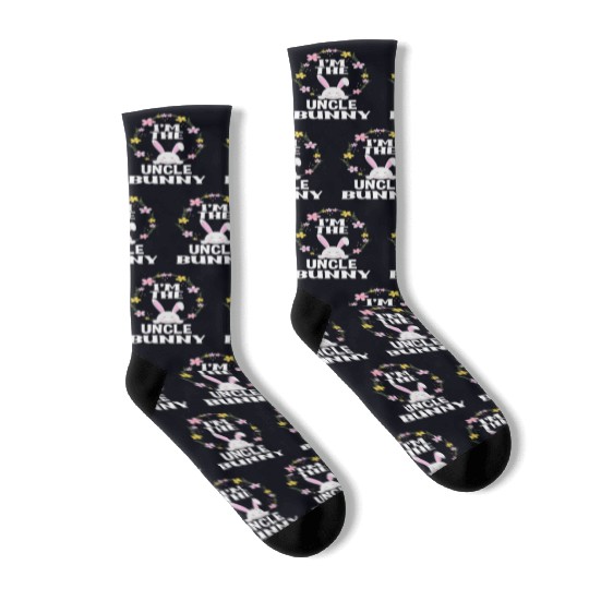 I Am Uncle Easter Bunny Flower Wreath Easter Socks