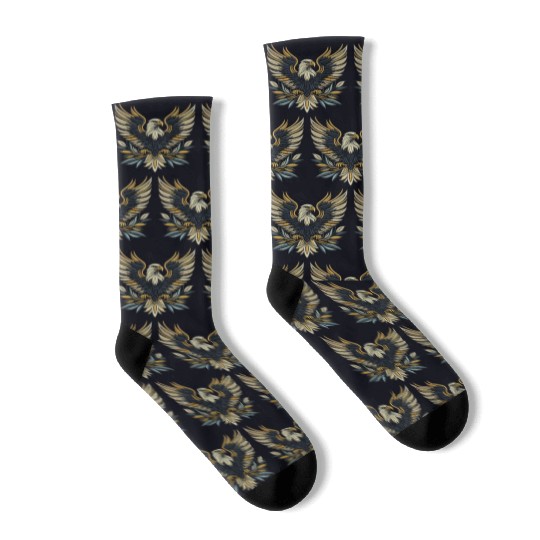 Regal Eagle Wings Embroidered Socks