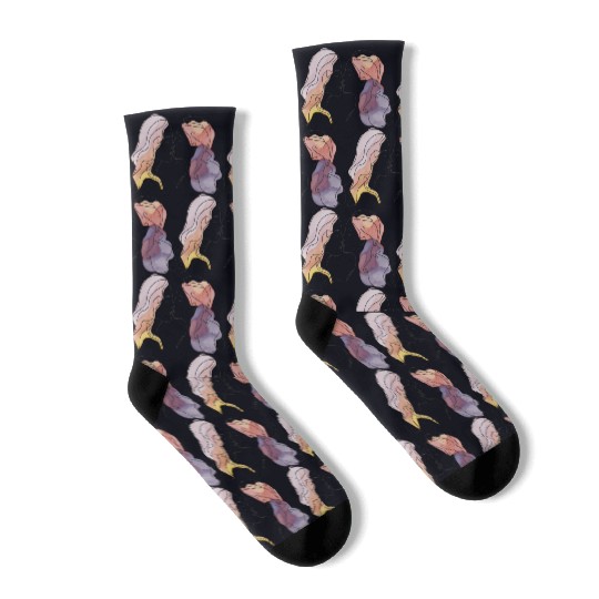 Lesbian Couple Simple Minimalistic Drawing Socks