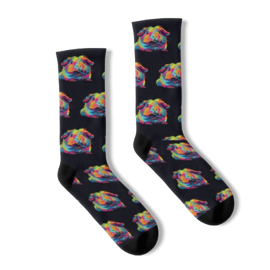 Watercolor Colorful Guinea Pig Colorful Socks