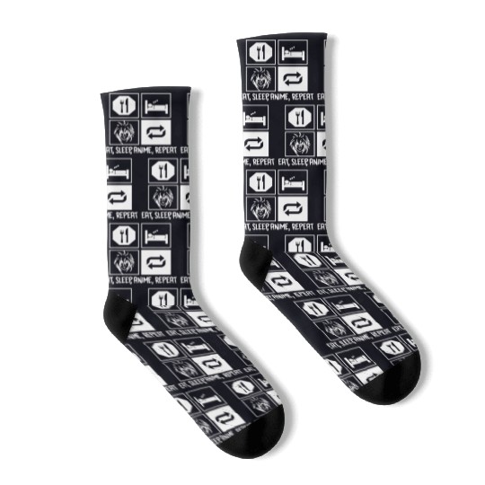 Eat Sleep Anime Repeat Socks