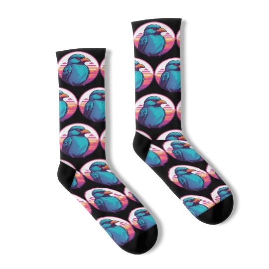 Synthwave Blue Bird 2 Socks