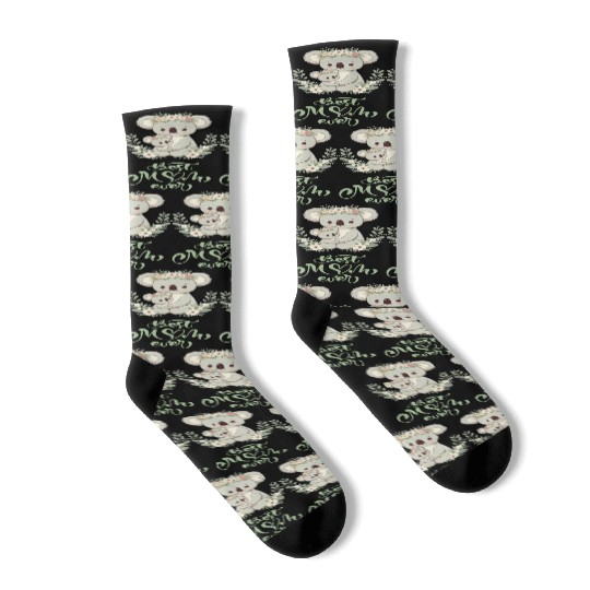Best Mom Ever Koala Embrace Floral Wreath Socks
