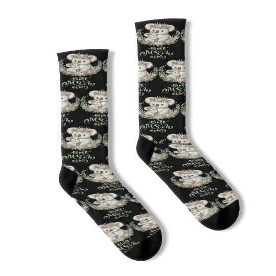 Best Mom Ever Koala Embrace Floral Wreath Socks