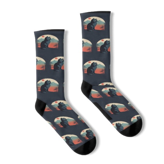 Persian Cat 1 - Japanese Retro Art Socks