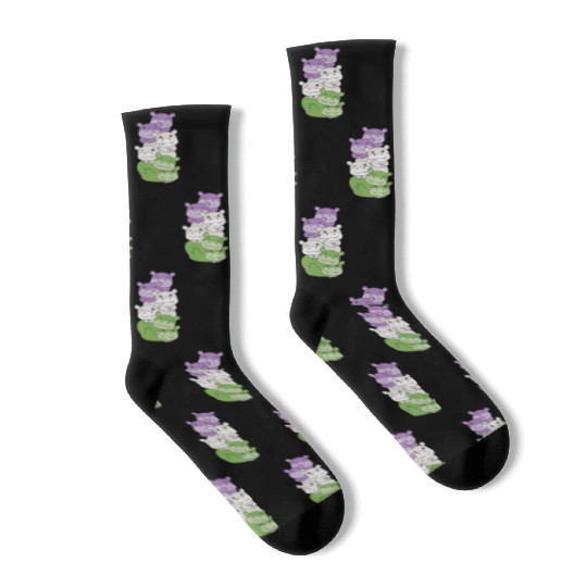 Genderqueer Flag Pride Lgbtq Cute Hippo Socks