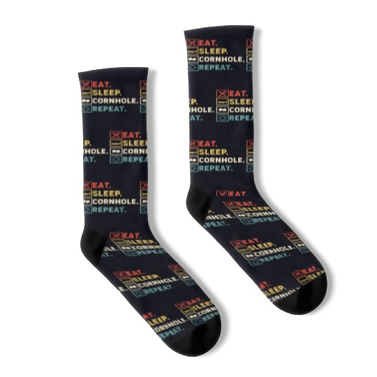 Eat Sleep Cornhole Repeat Socks