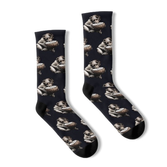 Coconut Milk-Sipping Monkey Socks