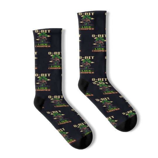 St. Patricks Day Gaming 8-Bit Luck Charmer Socks