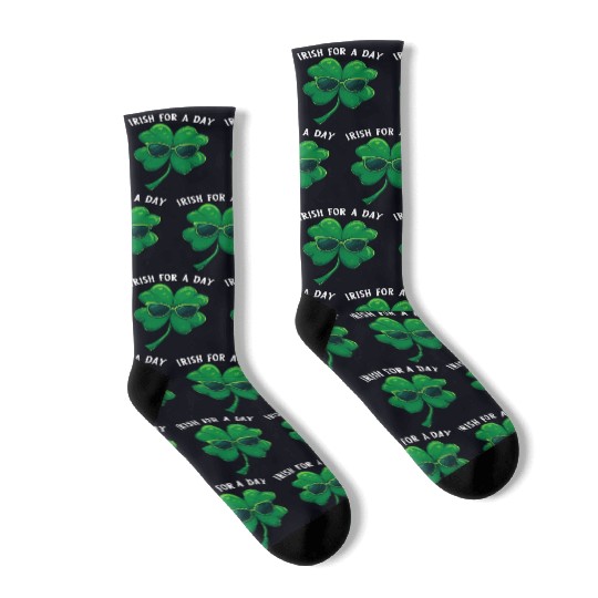 Irish For A Day Clover Saint Patrick Shamrock Socks
