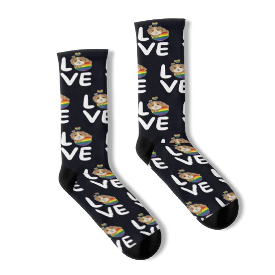 Rainbow Flag Pride Lgbtq Cute Guinea Pig Love Socks