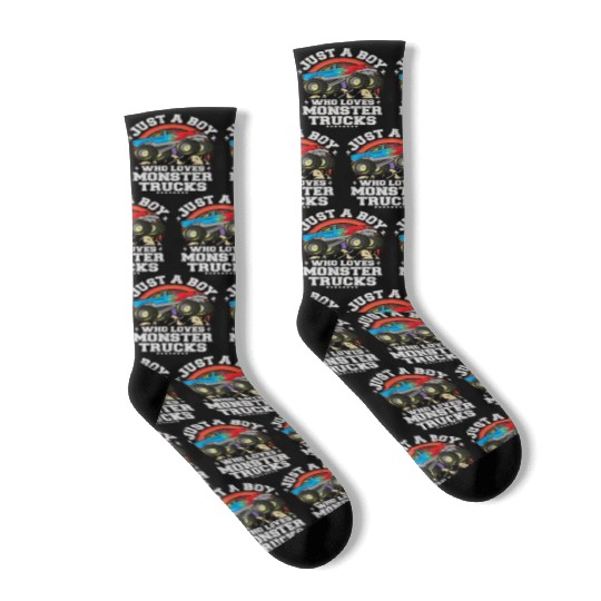 Just A Boy Who Loves Monster Trucks Toddler Kids Socks