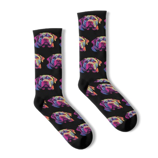 Watercolor Colorful Neapolitan Mastiff Socks