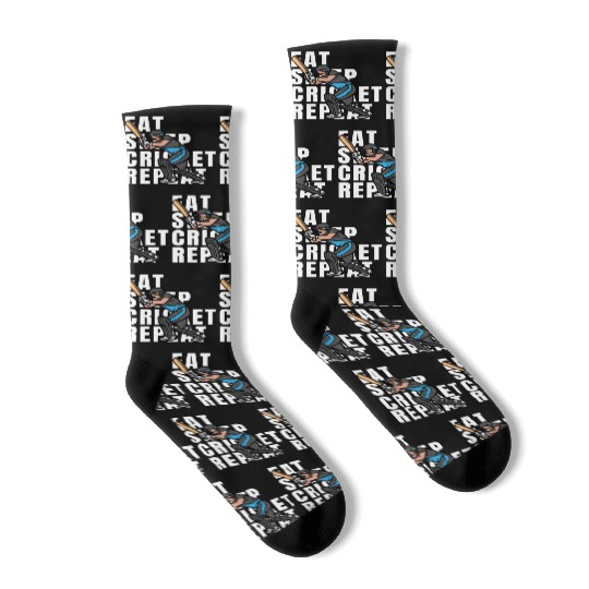Eat Sleep Cricket Repeat Socks