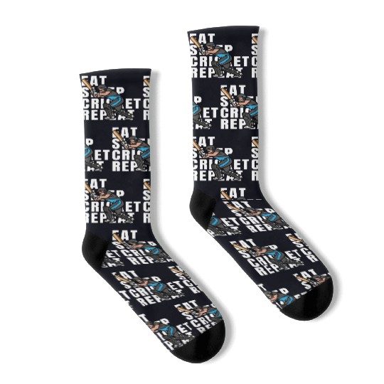Eat Sleep Cricket Repeat Socks