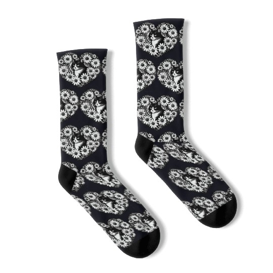 Tuxedo Cat Daisy Socks