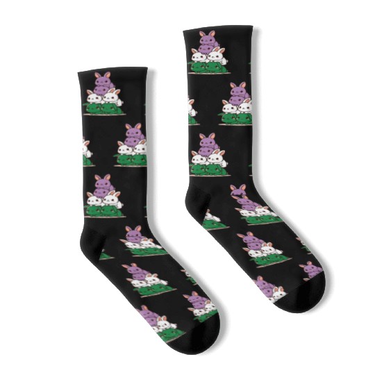 Bunnies Genderqueer Flag Pride Month Cute Bunny Socks