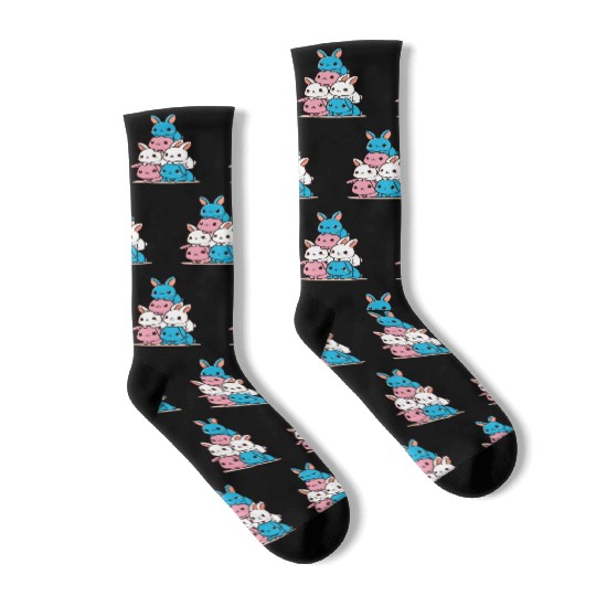 Bunnies Transsexual Flag Pride Month Cute Bunny Socks