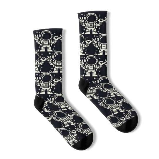 White Astronaut is sending love (Dark Recommend) Socks