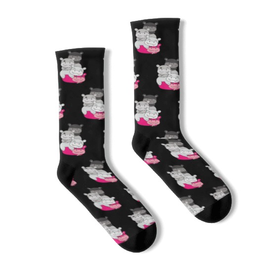 Gynephilia Flag Pride Lgbtq Cute Hippo Socks