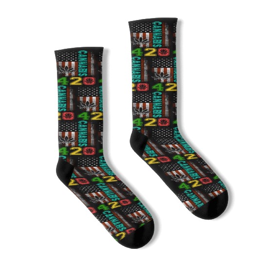 Amusing 420 American Herb Weed Marijuana Design Socks