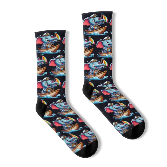 Elephant Sailor Sailing Boat Success Socks