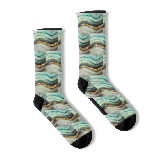 Teal Agate Geode Stone Socks