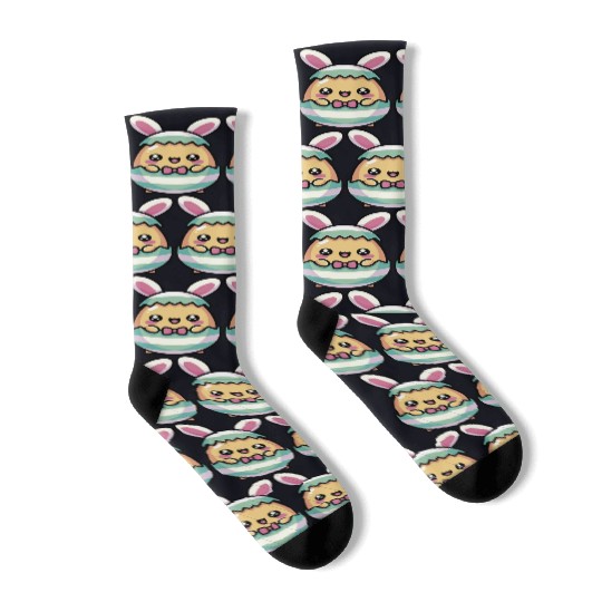 Cute Chibi Easter Bunny in a Egg Socks