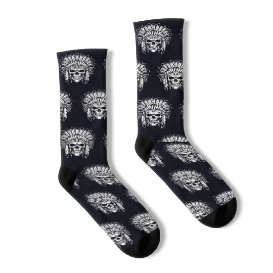 Indigenous Native American Skull Head Socks