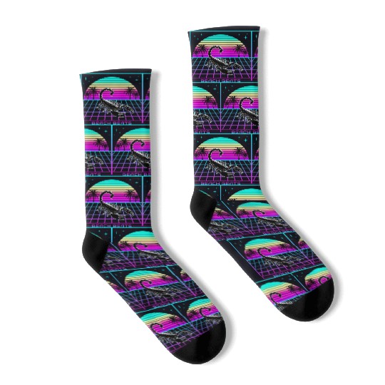 Beach Beats Retro Scorpion - Synthwave Sunset Socks