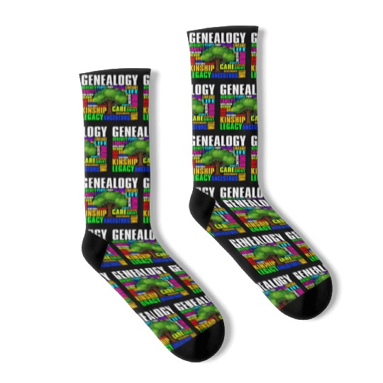 Genealogy Word Cloud Family Ancestry Genealogist Socks