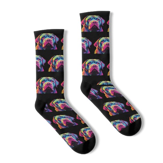 Watercolor Colorful Neapolitan Mastiff Socks