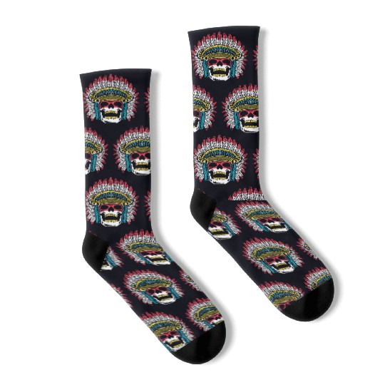 Indigenous Native American Skull Skull Head Socks
