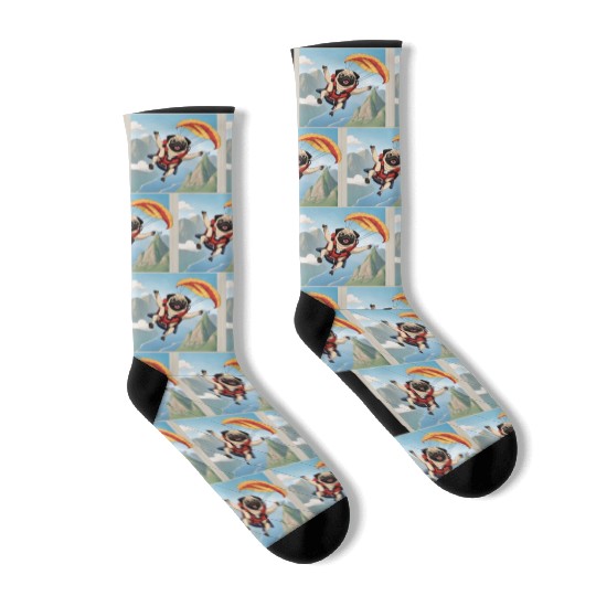 A pug skydiving Socks