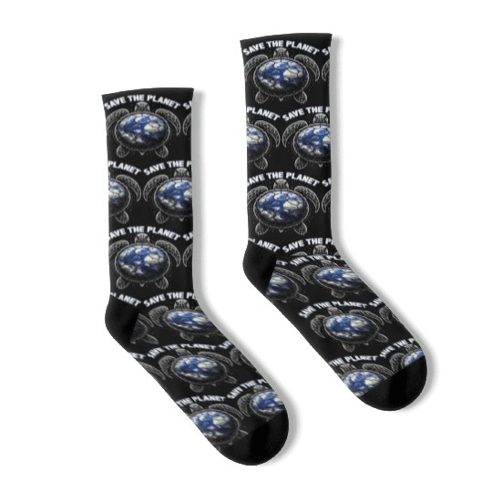 Save The Planet Turtle Environment Ocean Earth Day Socks