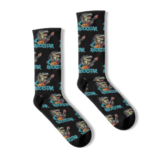 Rockstar Reptile Musician with Electric Guitar Socks