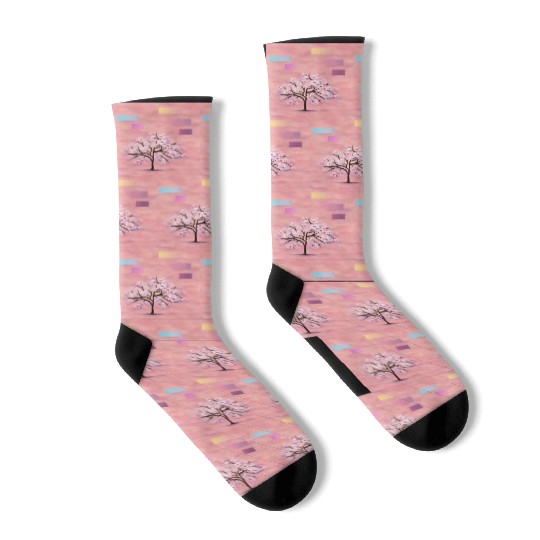 Cherry Blossom Tree, Nature,Green Earth Series Socks