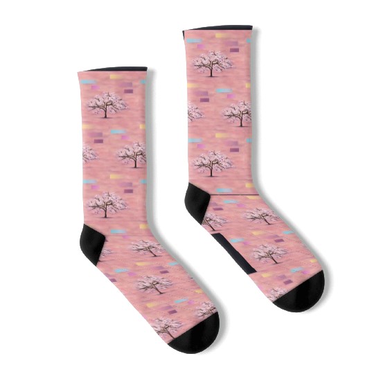 Cherry Blossom Tree, Nature,Green Earth Series Socks