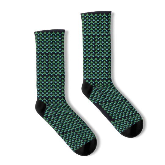 BLUE GREEN CHRISTMAS TREES PATTERN Socks