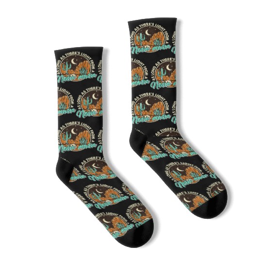 Neon Moon Cactus Country Mountain Western Cow Socks