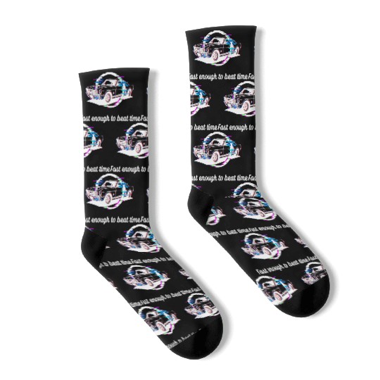Muscle American Car Time Travel Fantasy Race Socks