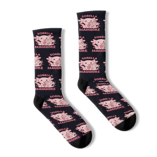 I Will Be Big Sister 2022 For Siblings axolotl Socks