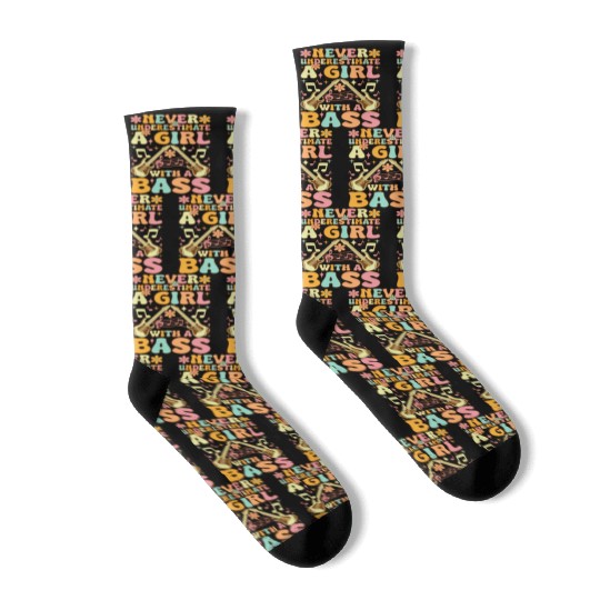 Never Underestimate A Girl With A Bass Groovy Bass Socks