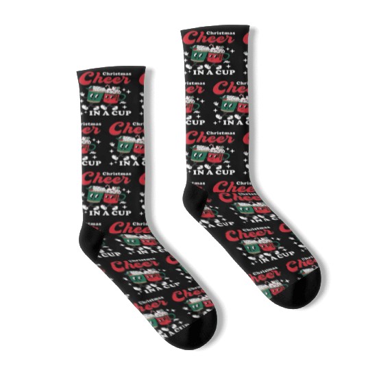 Christmas Cheer in a cup Funny Christmas Socks