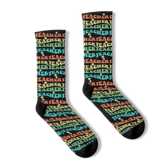 Retro Groovy In My Teacher Era Teacher Life T-Shir Socks