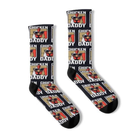 Chicken Daddy Rooster Farmer Funny Fathers Day Socks