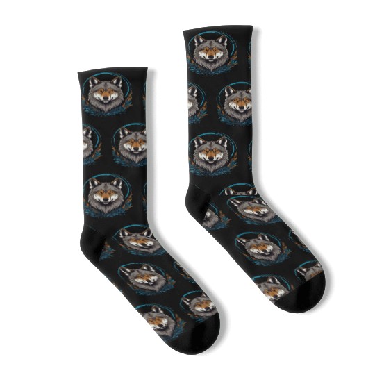 Flag Wolves July Howling Wolf Socks